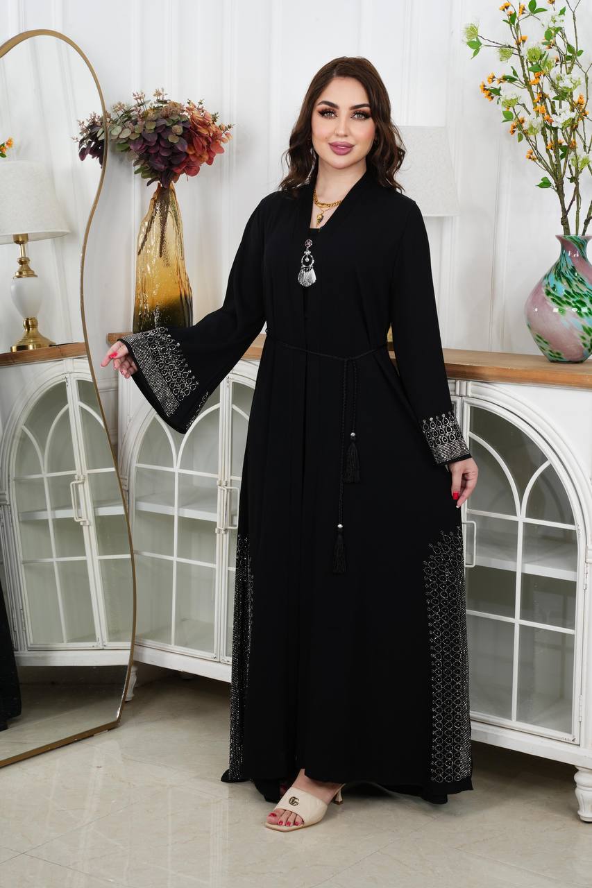 Crystal Abaya - Luxury Embellished Islamic Dress - Eid Wedding Party Wear