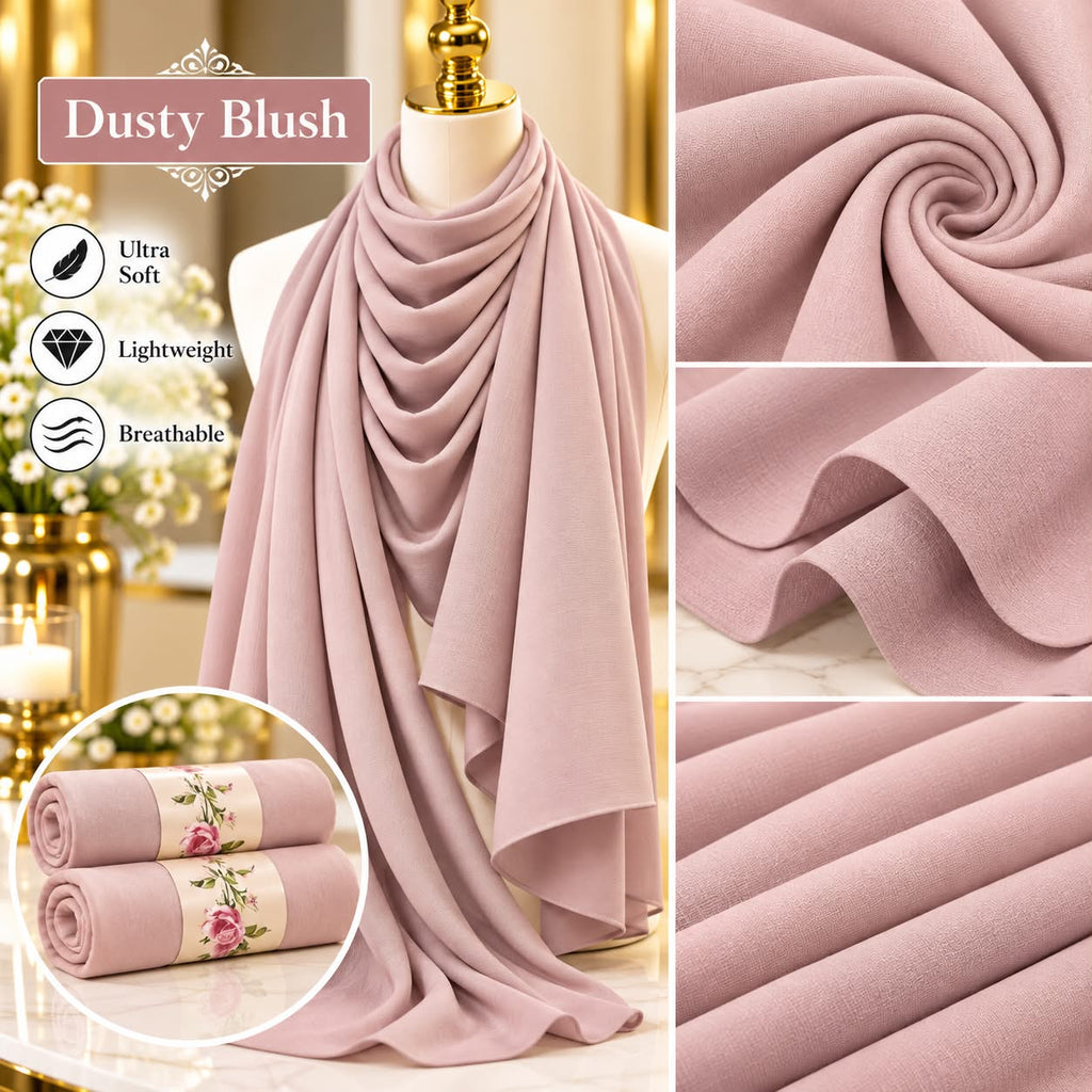 Plain Hijab Scarf Soft Lightweight Everyday Headscarf Elegant Muslim Women’s Hijab