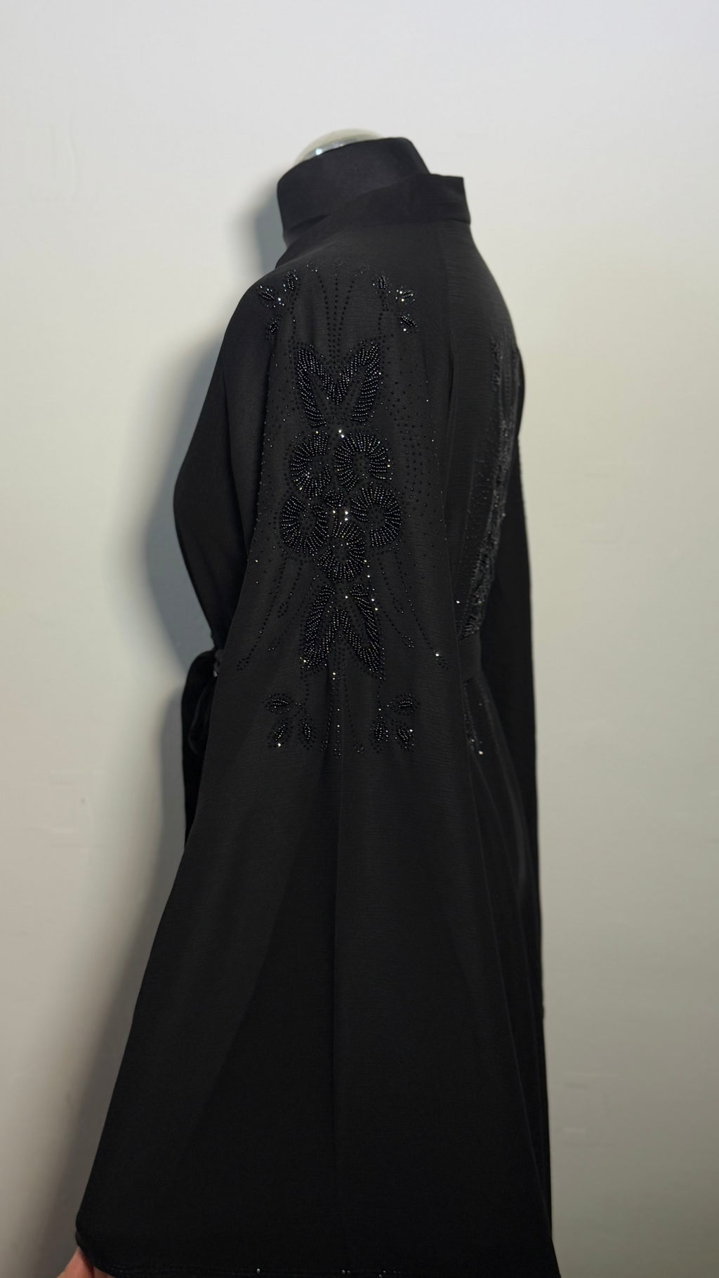 Luxury Black Crystal Abaya Free Size | Elegant Modest Dress | Sparkly Evening Kaftan | Eid & Occasion Wear