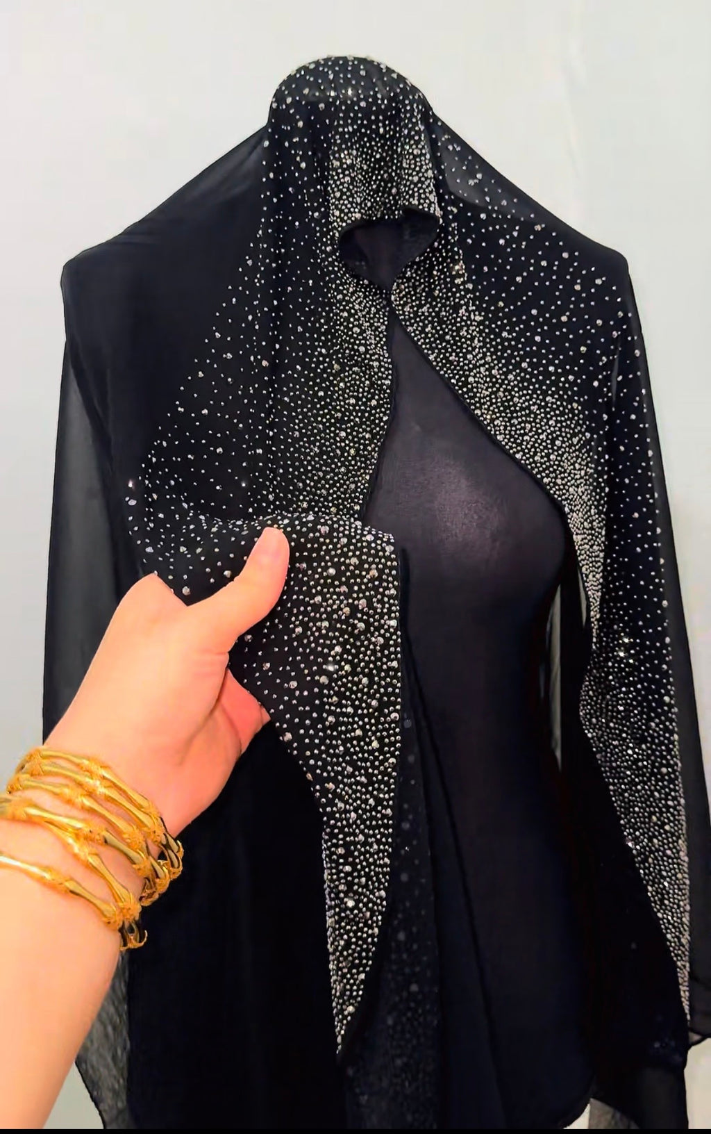 Luxury Crystal Hijab Scarf Shawl – Gold, Silver, or Multicolor Glitter – Soft Hijab for Women