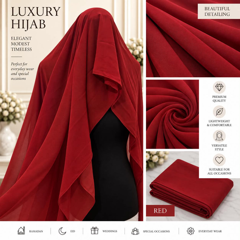 Women’s Chiffon Hijab Scarf Lightweight Soft Plain Headscarf everyday Modest Muslim Shawl