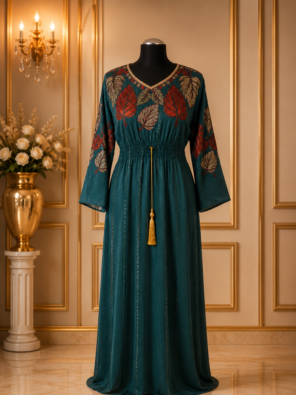 Royal Blue Jalabia Maxi Dress – Elegant Arabic Kaftan Abaya with Sparkle Detail