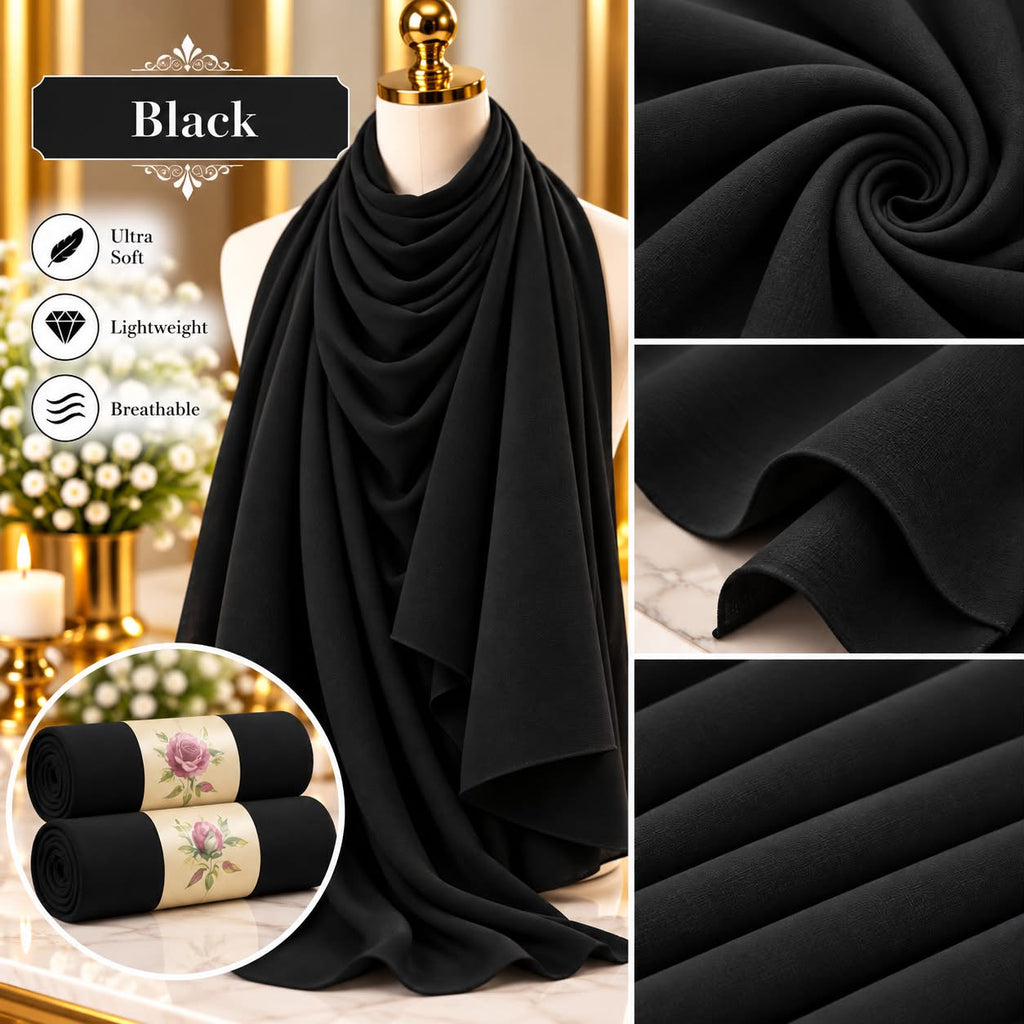 Plain Hijab Scarf Soft Lightweight Everyday Headscarf Elegant Muslim Women’s Hijab