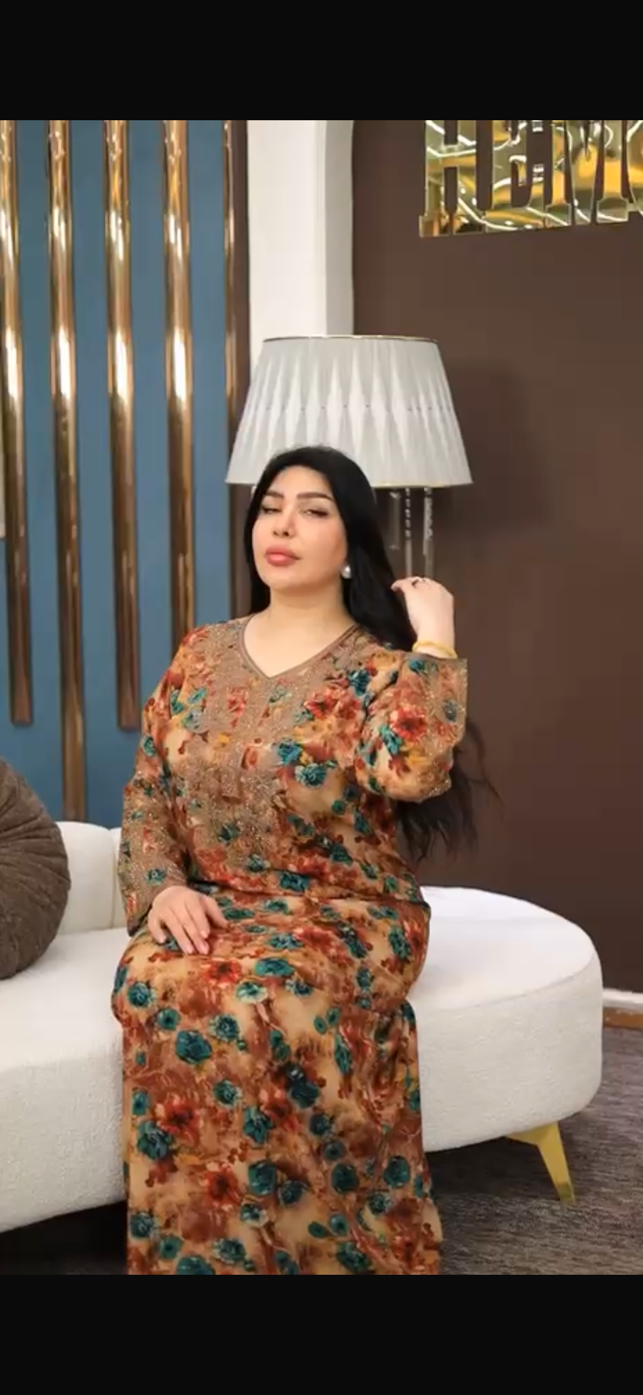 Women’s Floral Jalabiya Maxi Dress (Maksi) | Modest Middle Eastern Kaftan Dress