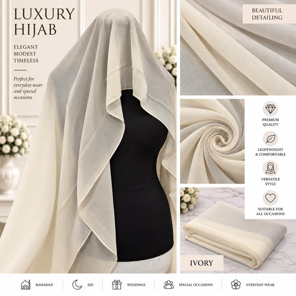 Women’s Chiffon Hijab Scarf Lightweight Soft Plain Headscarf everyday Modest Muslim Shawl