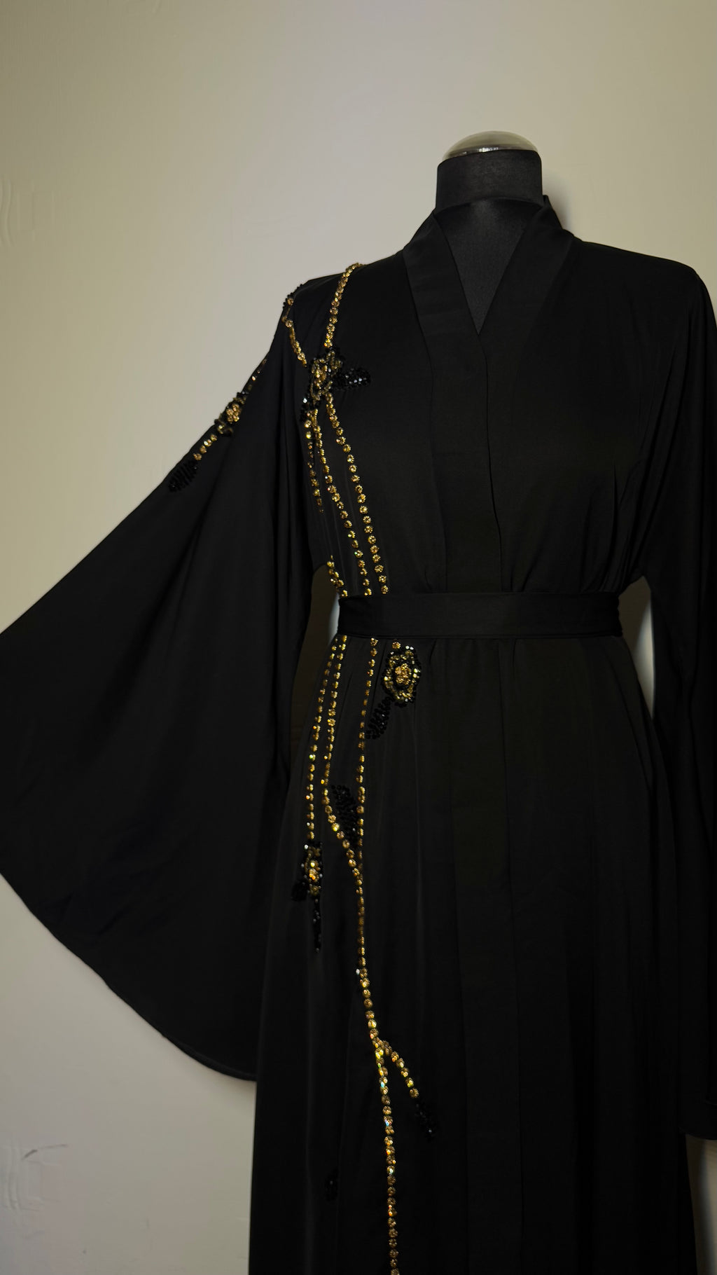 Luxury Handmade Black Abaya with Embroidery – Dubai Style , Elegant Eid Outfit, Modest Evening Dress