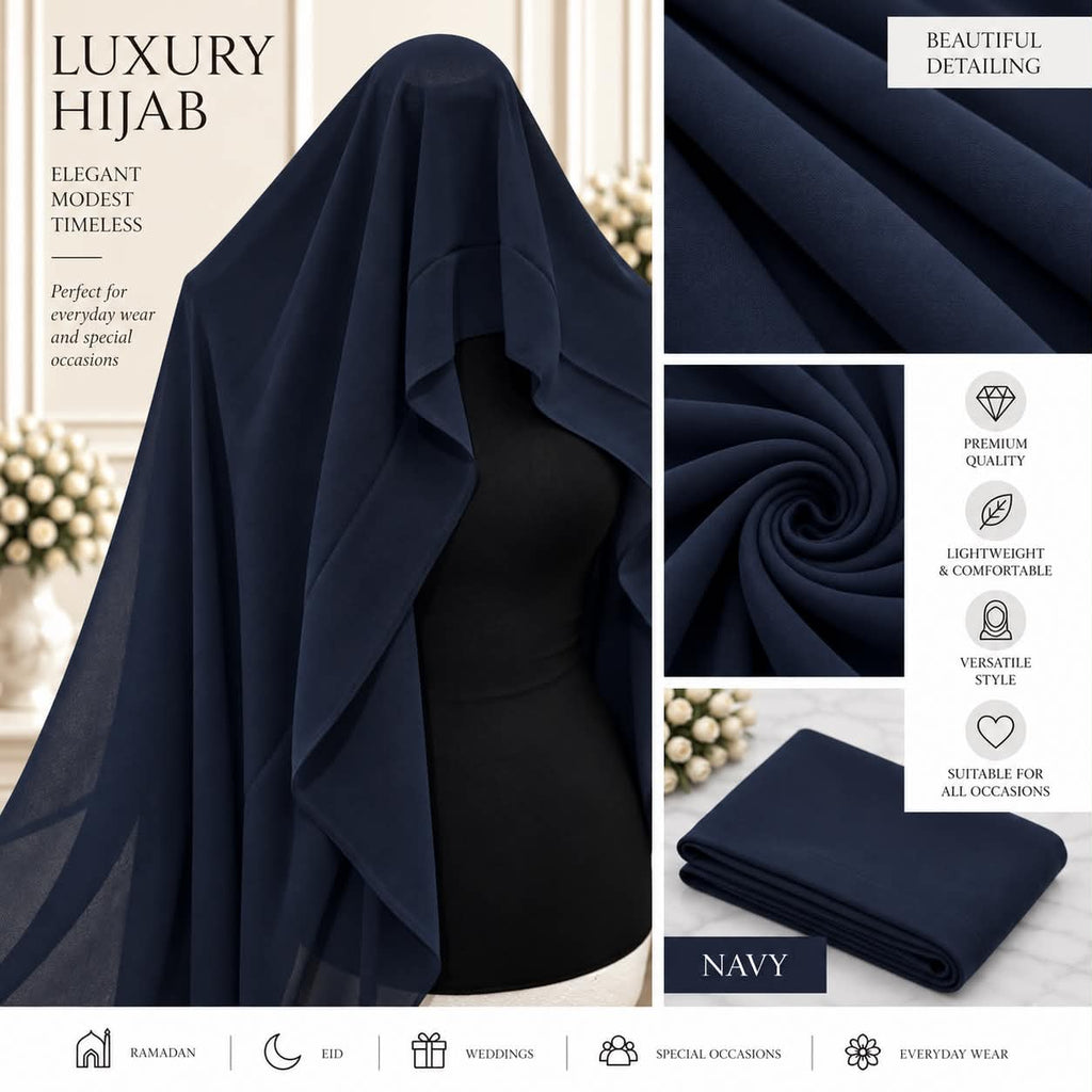 Women’s Chiffon Hijab Scarf Lightweight Soft Plain Headscarf everyday Modest Muslim Shawl