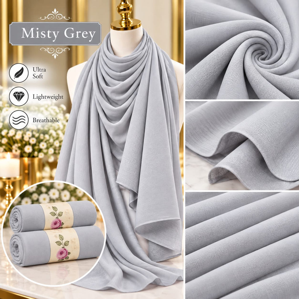 Plain Hijab Scarf Soft Lightweight Everyday Headscarf Elegant Muslim Women’s Hijab