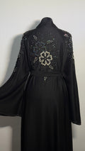 Luxury Black Beaded Abaya | Elegant Evening Abaya Dress | Modest Kaftan with Crystal Embroidery | Eid & Special Occasion Abaya