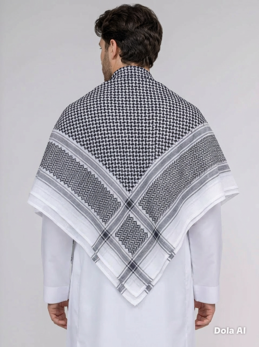 Premium Keffiyeh Scarf  Traditional Arabic Shemagh  Red / White  Black / White Unisex Headwrap