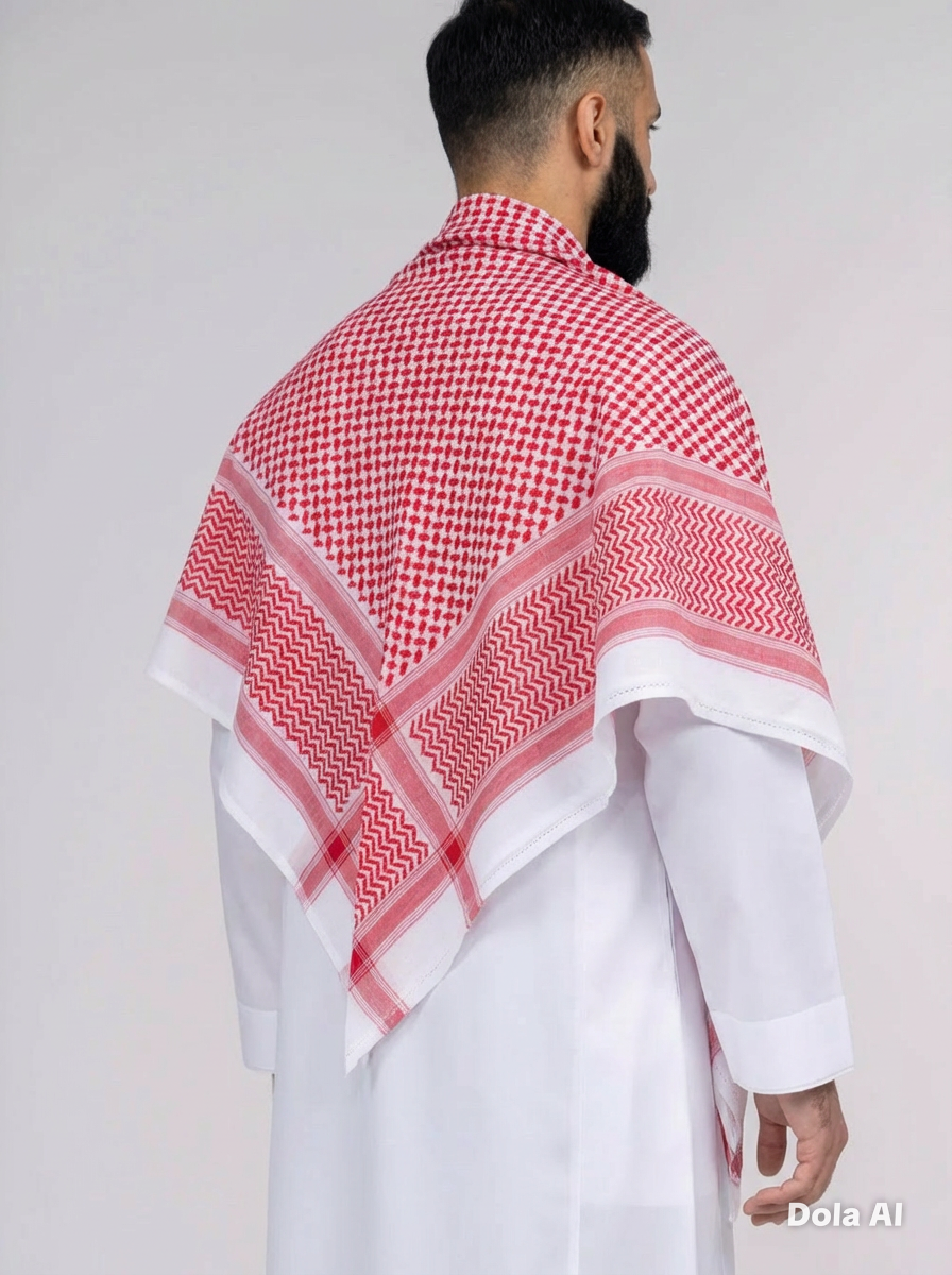 Premium Keffiyeh Scarf  Traditional Arabic Shemagh  Red / White  Black / White Unisex Headwrap
