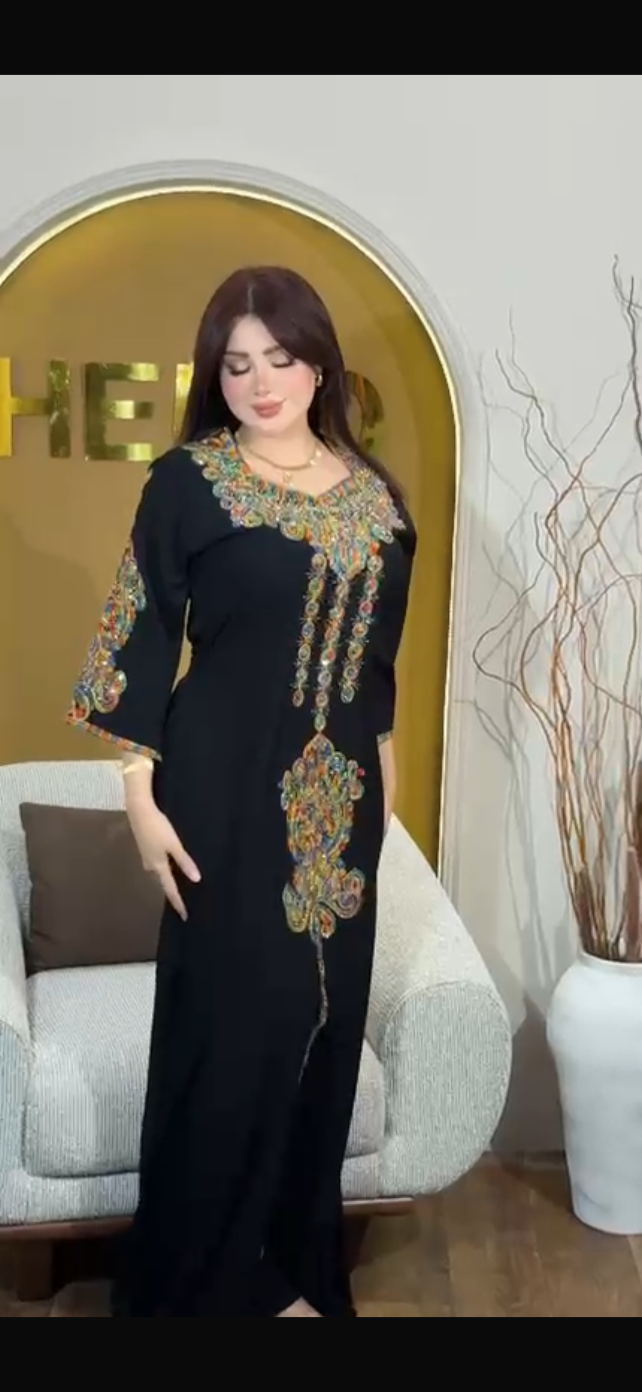 Women’s Embroidered Jalabiya Maxi Dress (Maksi) | Modest Middle Eastern Kaftan Dress