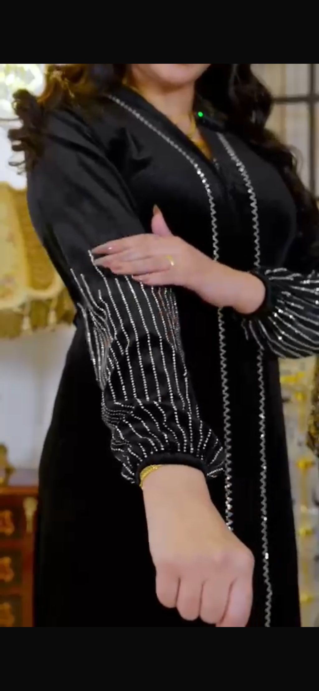 Luxury Black Kadifa Abaya | Dubai Style Velvet Abaya | Embroidered Sleeves | Modest Elegant Wear