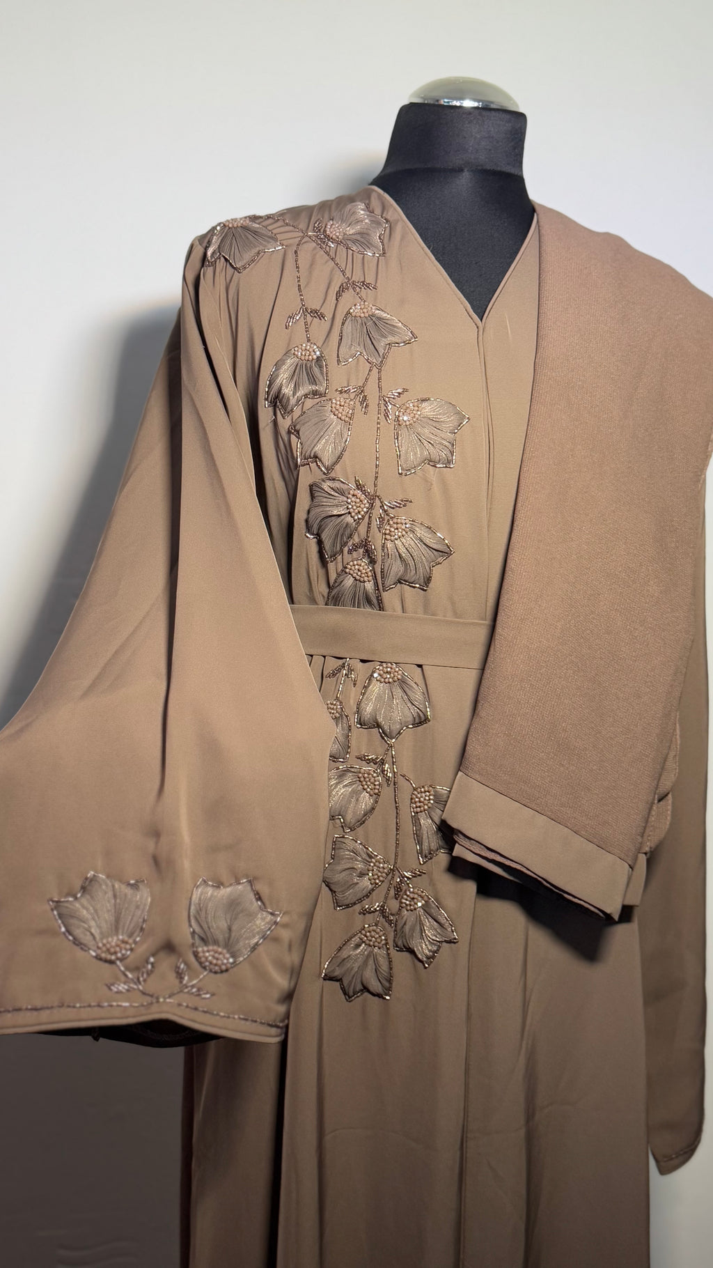 Embroidered Abaya with Matching Hijab Set | Floral Modest Dress for Occasions