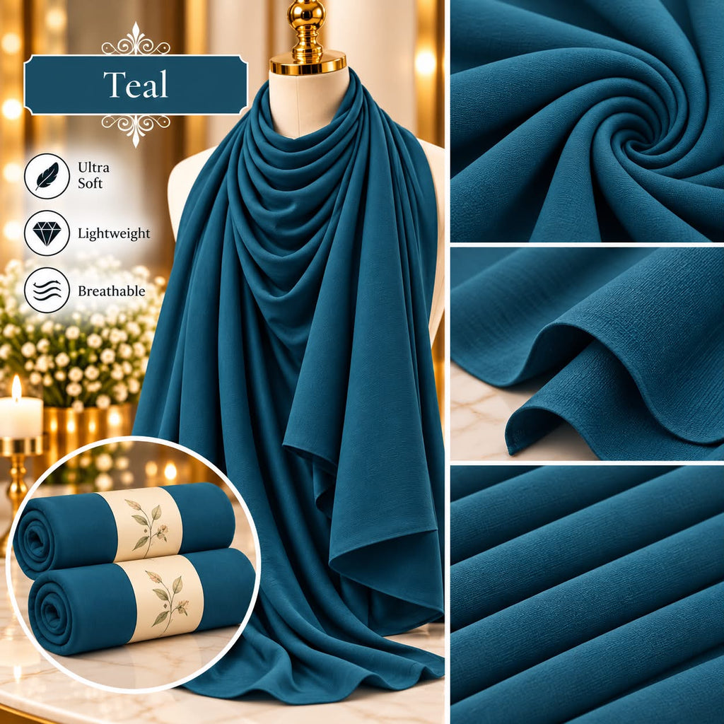 Plain Hijab Scarf Soft Lightweight Everyday Headscarf Elegant Muslim Women’s Hijab