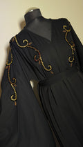 Crystal Abaya – Handmade Black Abaya with Hijab, Eid Dress, Modest Dubai Style