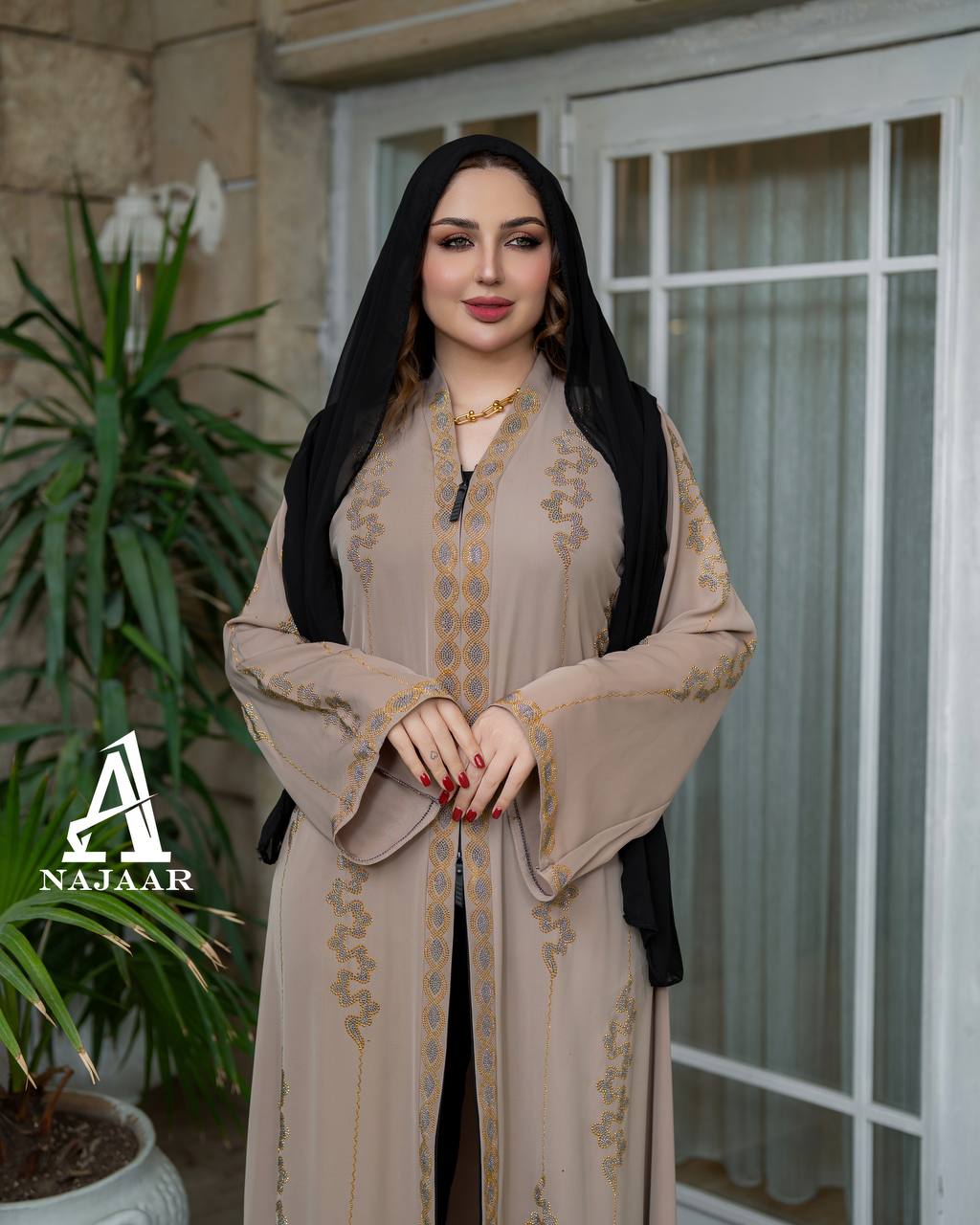 Embroidered Abaya Set | Turkish Modest Dress, Pajama Pants & Scarf