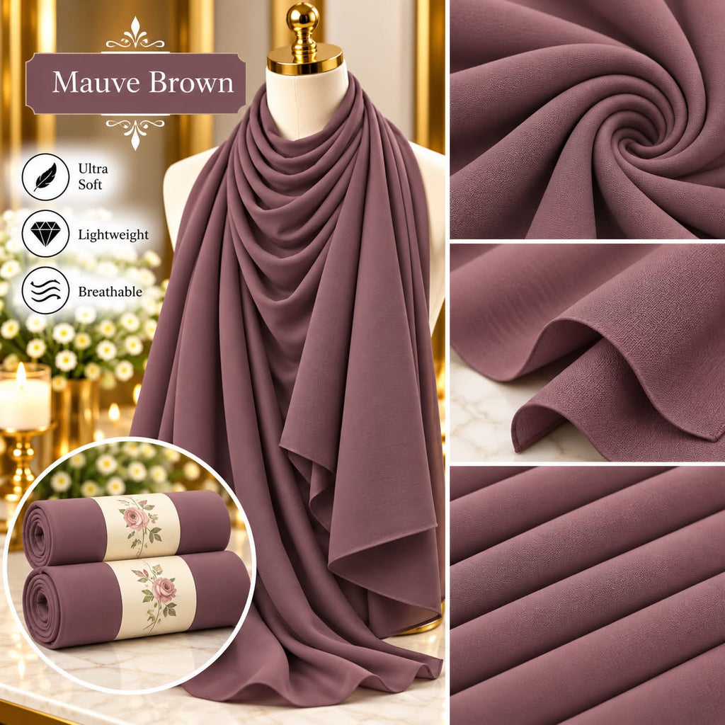 Plain Hijab Scarf Soft Lightweight Everyday Headscarf Elegant Muslim Women’s Hijab