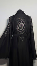 Luxury Black Beaded Abaya Free Size | Elegant Modest Dress | Crystal Embroidered Kaftan | Eid Evening Abaya