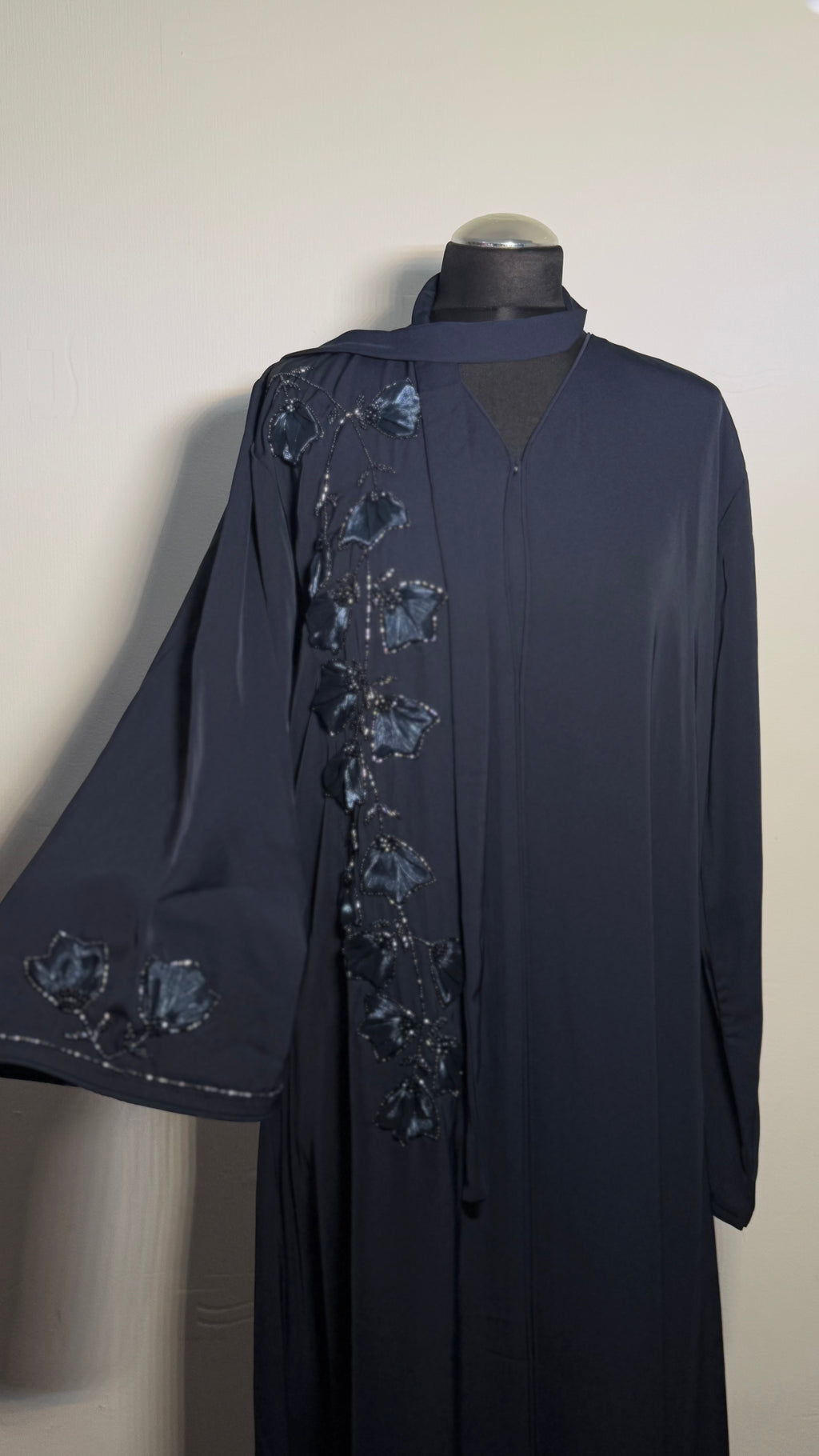 Embroidered Abaya with Matching Hijab Set | Floral Modest Dress for Occasions