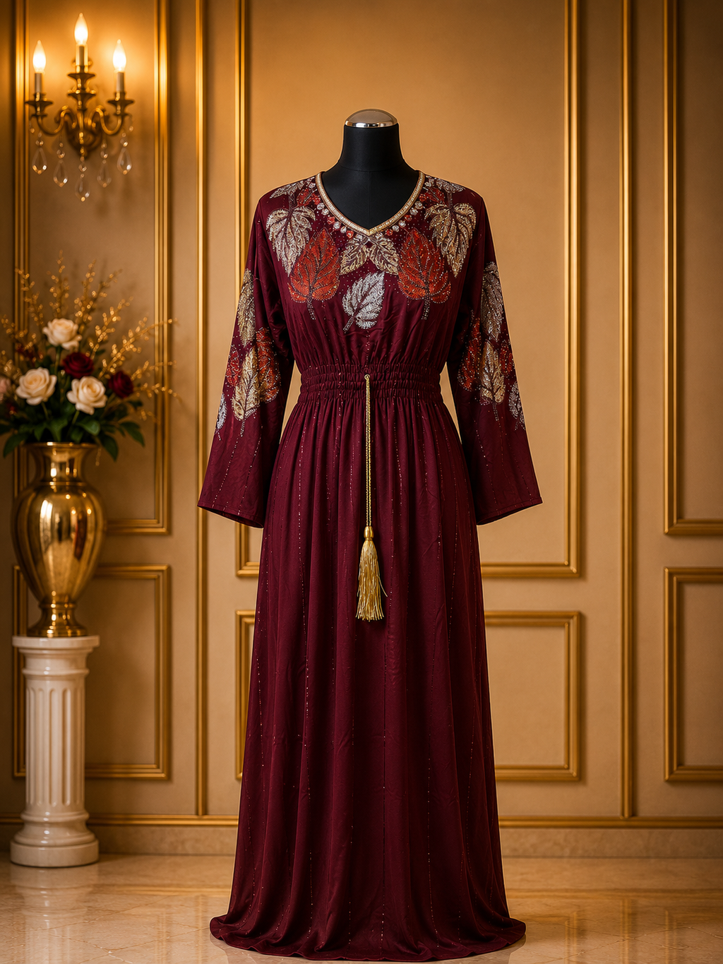 Royal Blue Jalabia Maxi Dress – Elegant Arabic Kaftan Abaya with Sparkle Detail