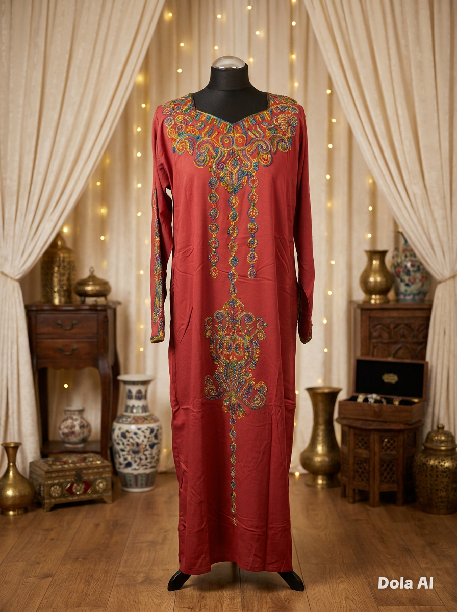 Women’s Embroidered Jalabiya Maxi Dress (Maksi) | Modest Middle Eastern Kaftan Dress
