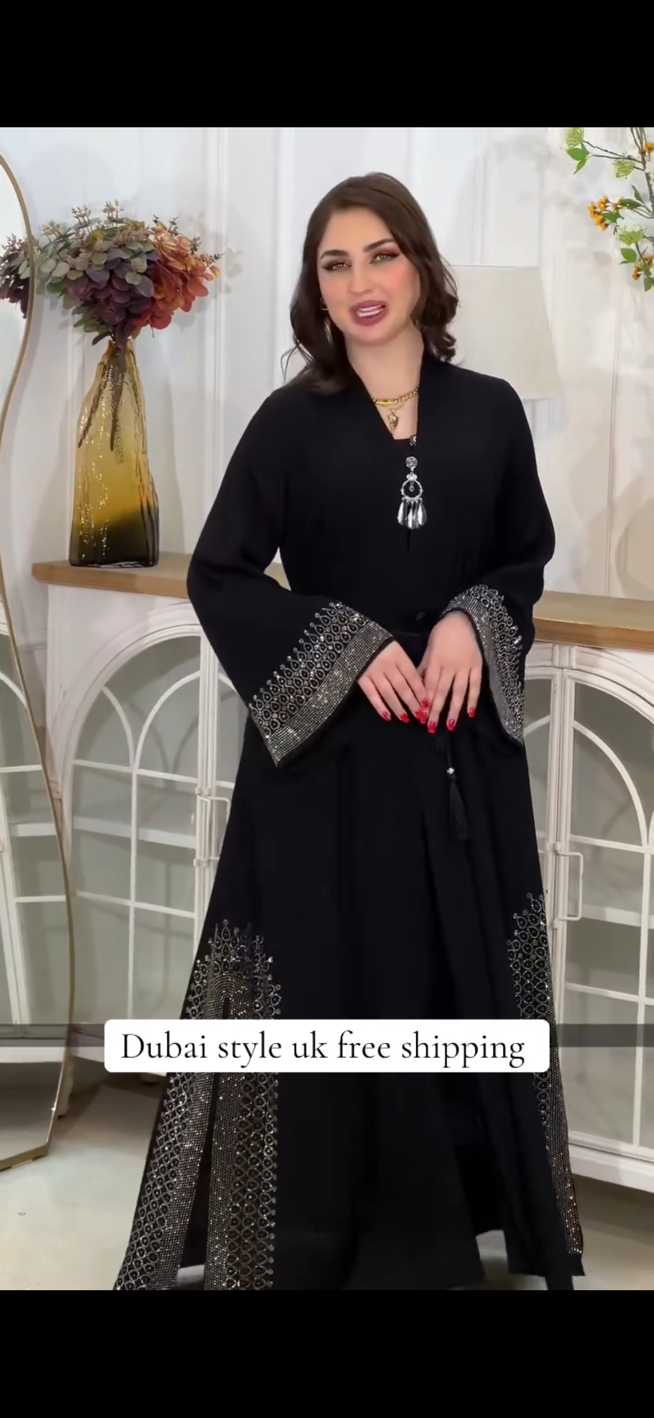 Crystal Abaya - Luxury Embellished Islamic Dress - Eid Wedding Party Wear