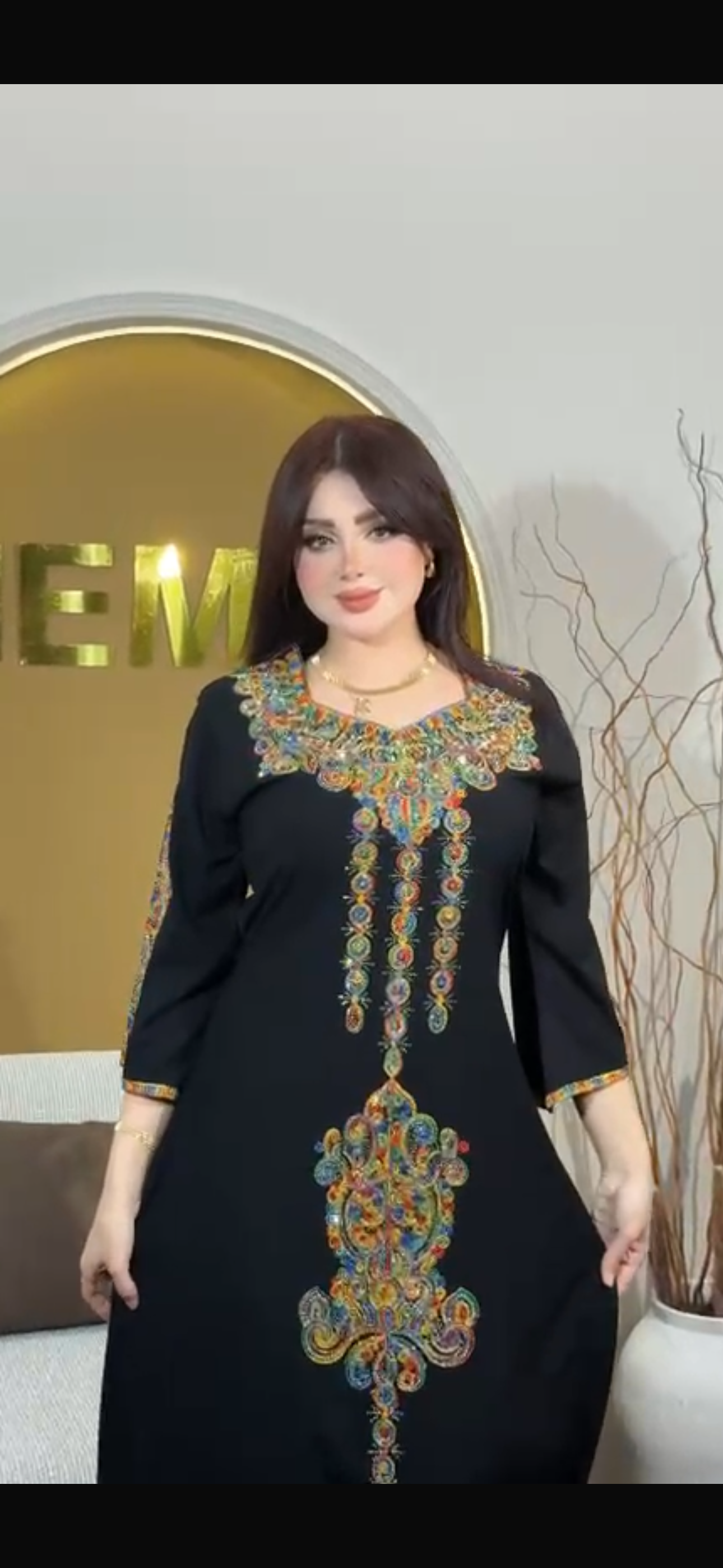 Women’s Embroidered Jalabiya Maxi Dress (Maksi) | Modest Middle Eastern Kaftan Dress