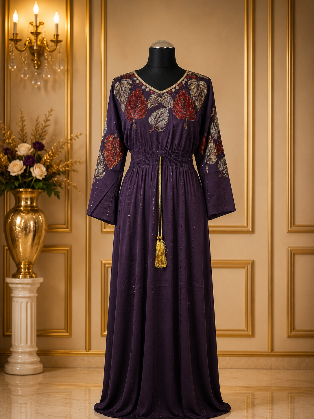 Royal Blue Jalabia Maxi Dress – Elegant Arabic Kaftan Abaya with Sparkle Detail