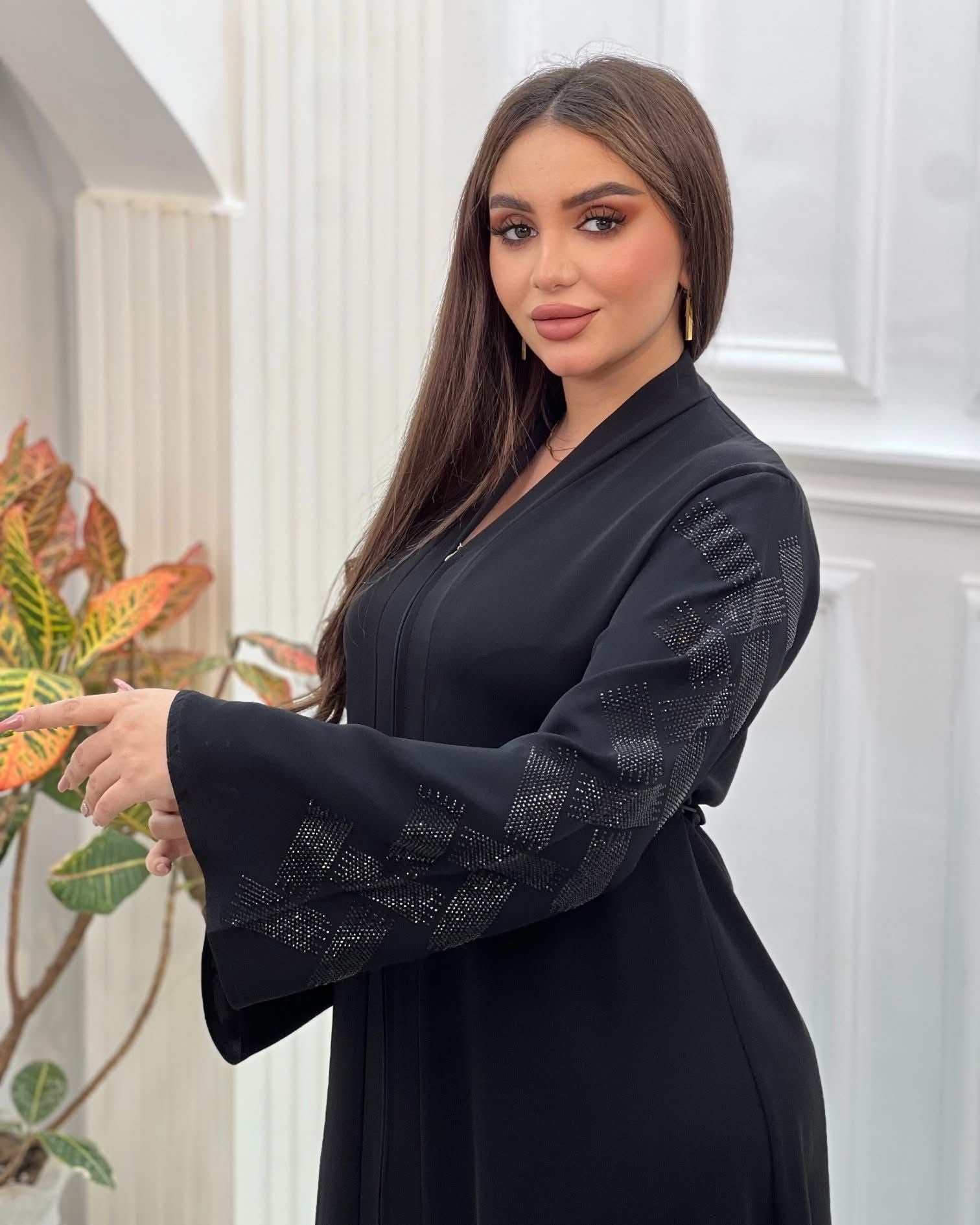 Embroidered Abaya Dress with Crystal Detail | Islamic Modest Wear for Everyday & Occasions | Luxury