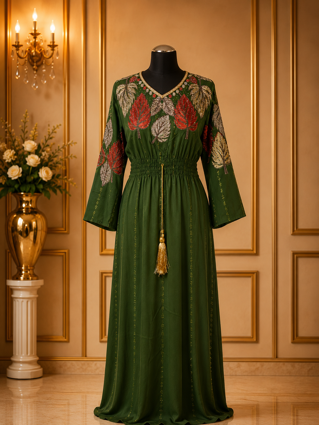 Royal Blue Jalabia Maxi Dress – Elegant Arabic Kaftan Abaya with Sparkle Detail
