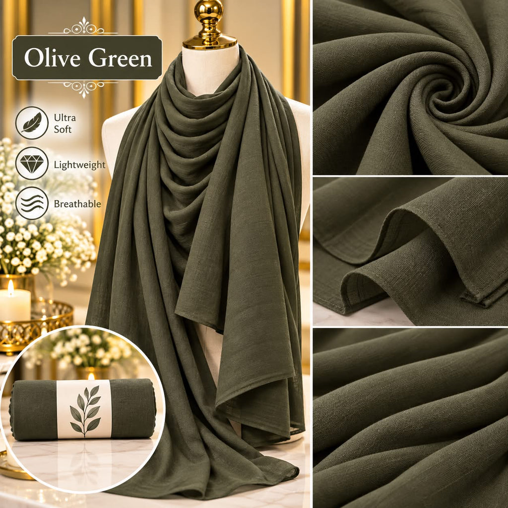 Plain Hijab Scarf Soft Lightweight Everyday Headscarf Elegant Muslim Women’s Hijab