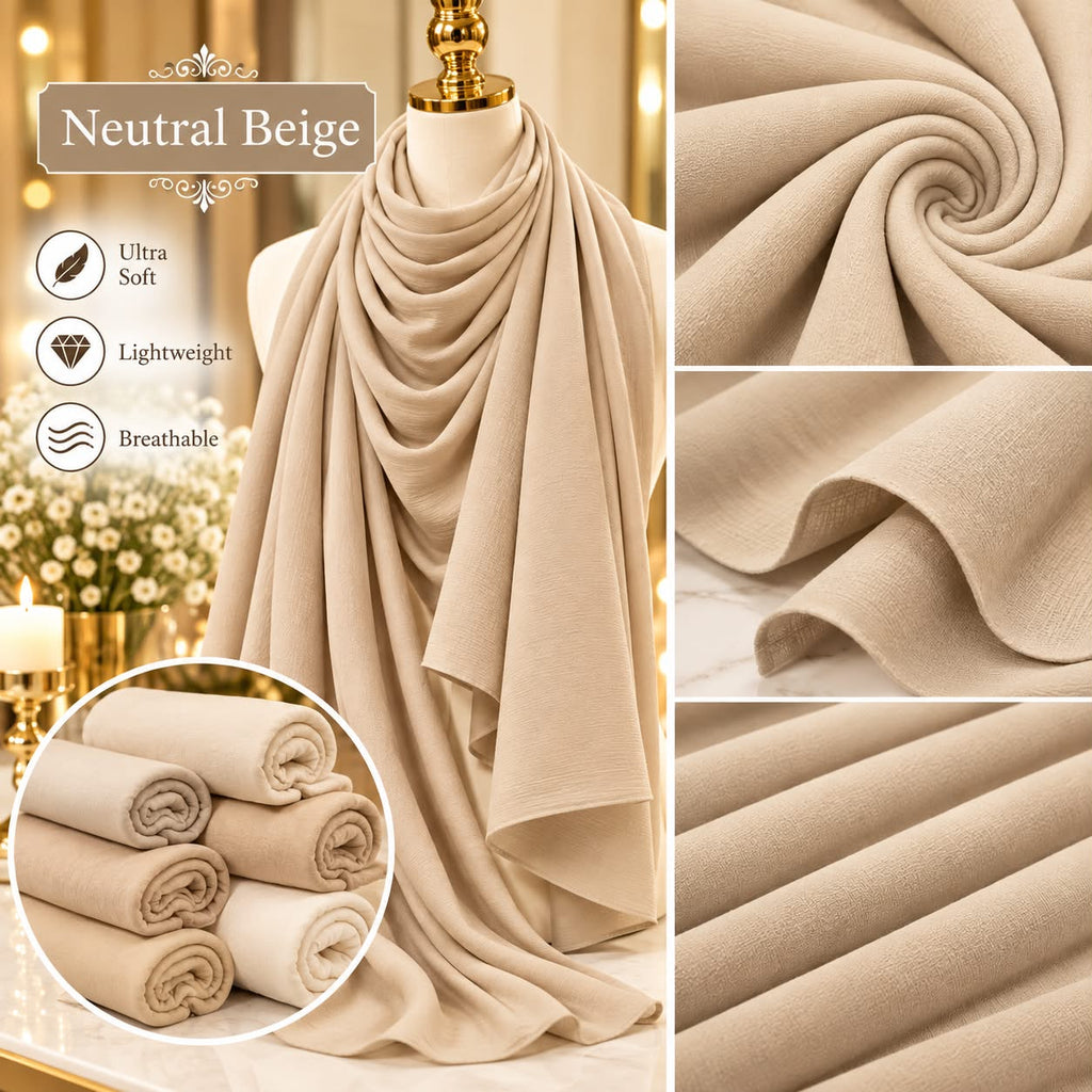 Plain Hijab Scarf Soft Lightweight Everyday Headscarf Elegant Muslim Women’s Hijab