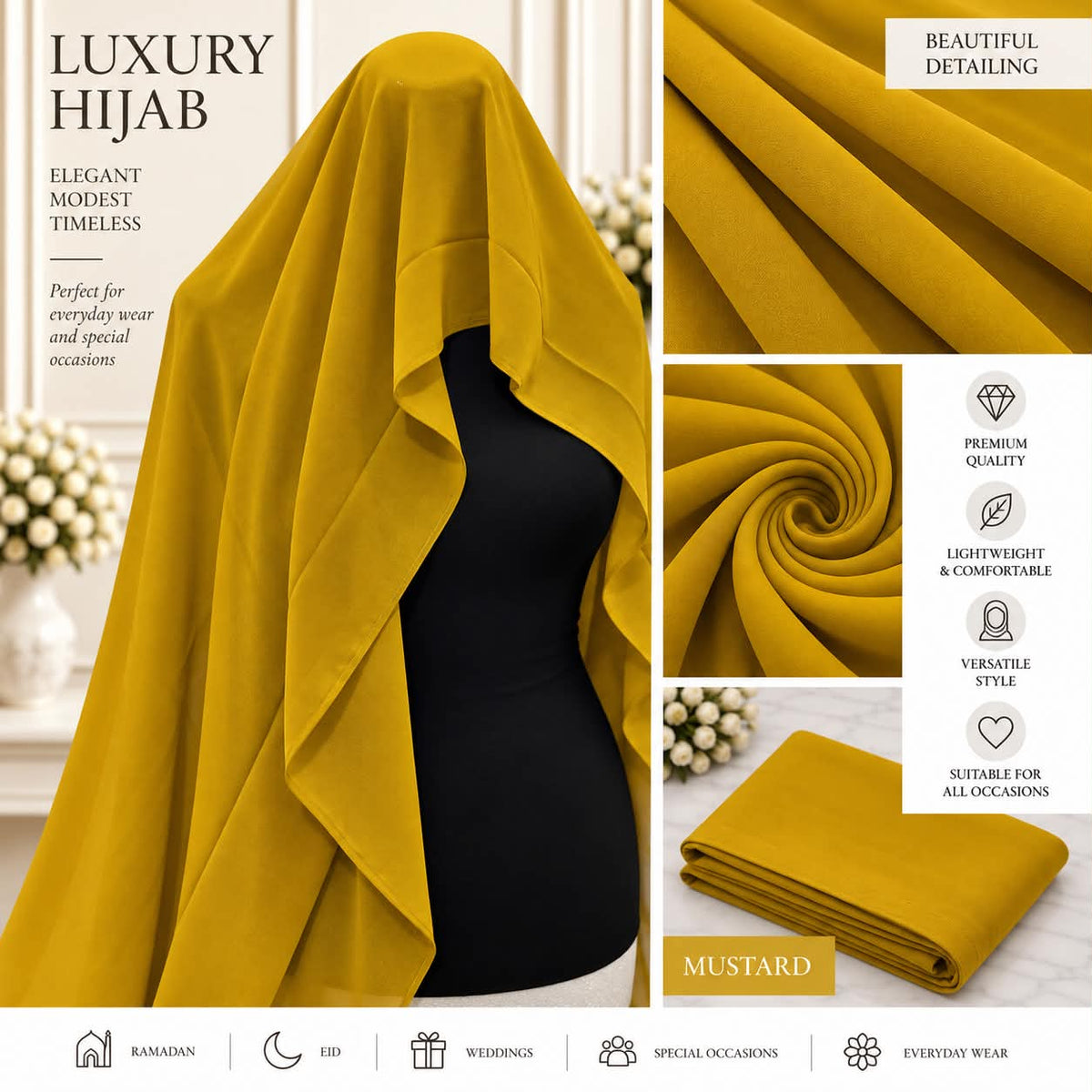 Women’s Chiffon Hijab Scarf Lightweight Soft Plain Headscarf everyday Modest Muslim Shawl