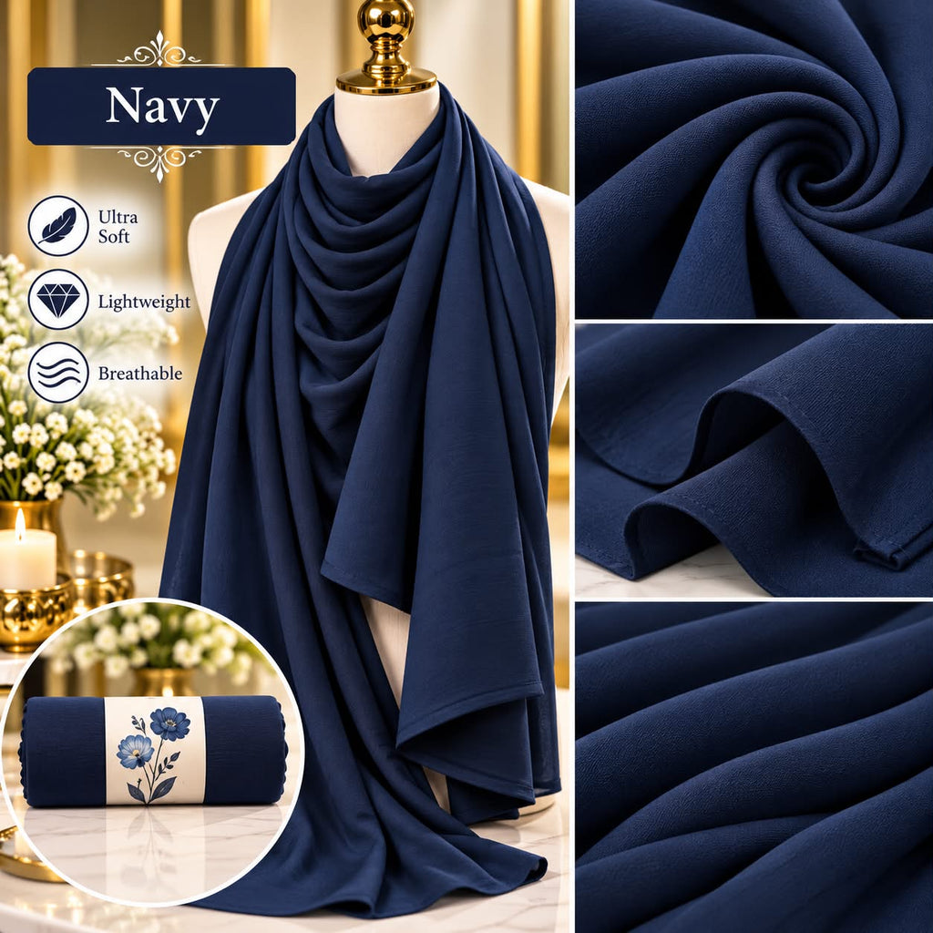 Plain Hijab Scarf Soft Lightweight Everyday Headscarf Elegant Muslim Women’s Hijab