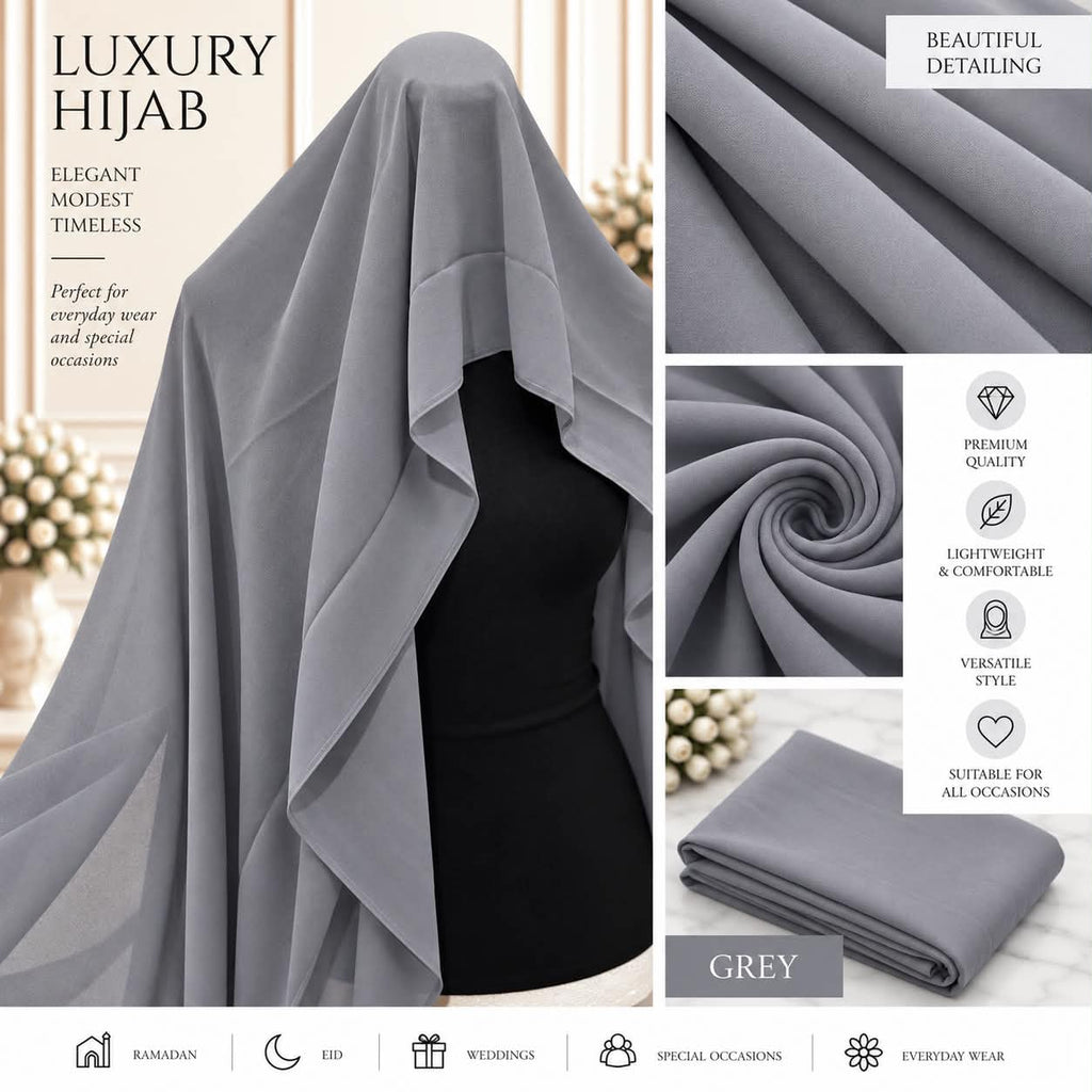 Women’s Chiffon Hijab Scarf Lightweight Soft Plain Headscarf everyday Modest Muslim Shawl