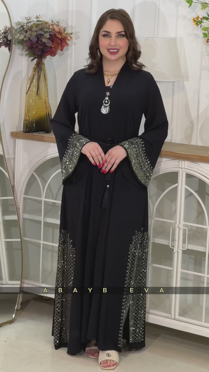 Crystal Abaya - Luxury Embellished Islamic Dress - Eid Wedding Party Wear