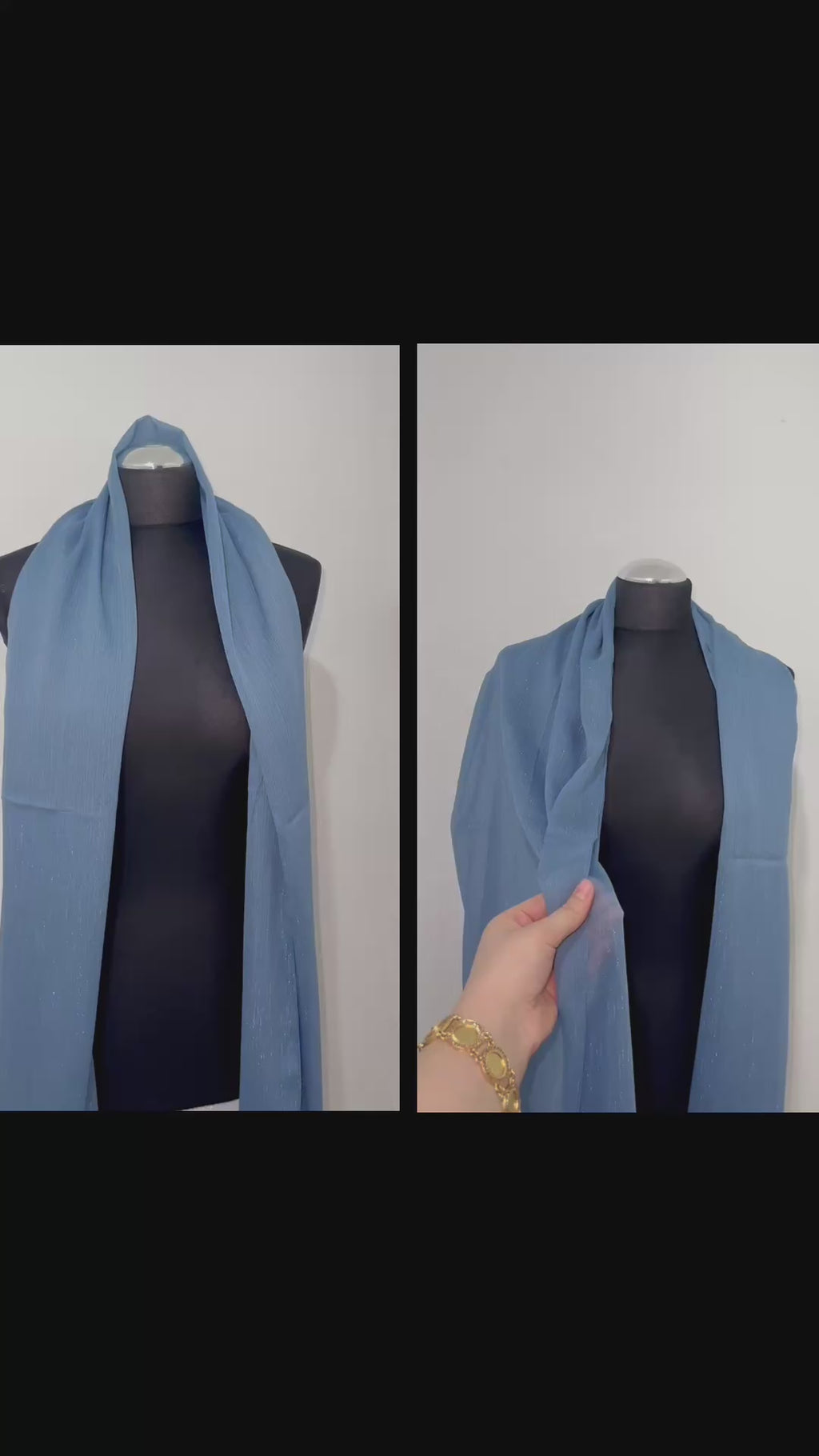 Soft Blue Shimmer Shawl – Lightweight Sparkle Scarf – Hijab Wrap – Eid Party Evening Stole